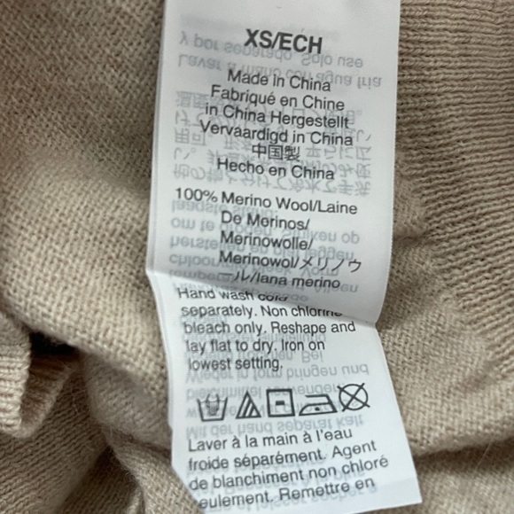 Madewell Merino Wool Polo Sweater XS Beige V Neck Long Sleeve Pullover - Picture 7 of 8